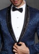 Jacquard Silk Suit In Blue Color
